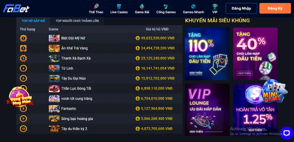 Đá gà trực tuyến và xổ số tại vf55 casino